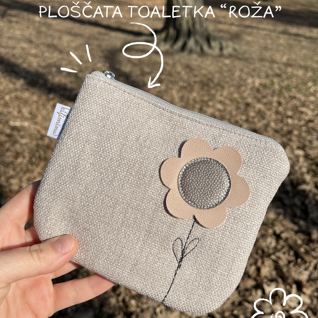 loščata toaletka z motivom rože za ličila in kozmetiko – ročno izdelana v Sloveniji | KiliMina HandMade