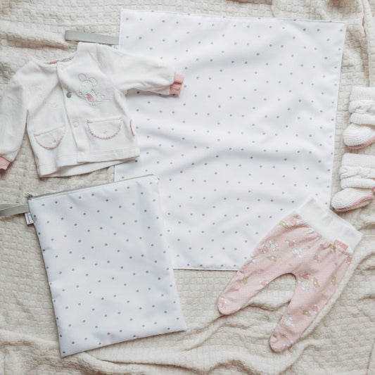 KiliMina BABY paket – nepremočljiva podloga za previjanje in vrečke, ročno izdelano v Sloveniji 