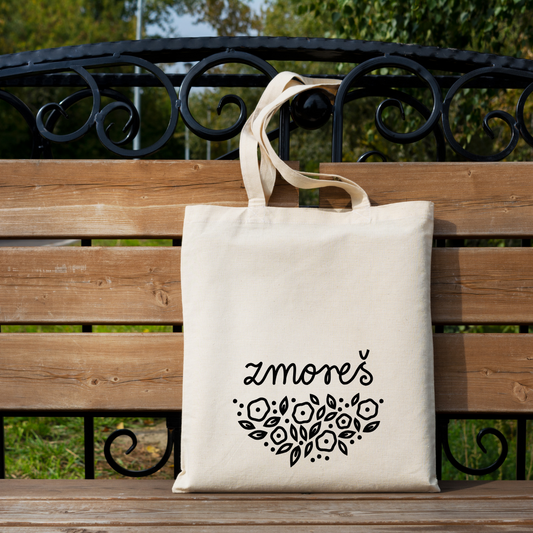 Bombažna nakupovalna vrečka z napisom ZMOREŠ– motivacijsko darilo | KiliMina HandMade